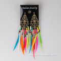 Rainbow Feather Earrings For Kids Metal Charm Ear Studs